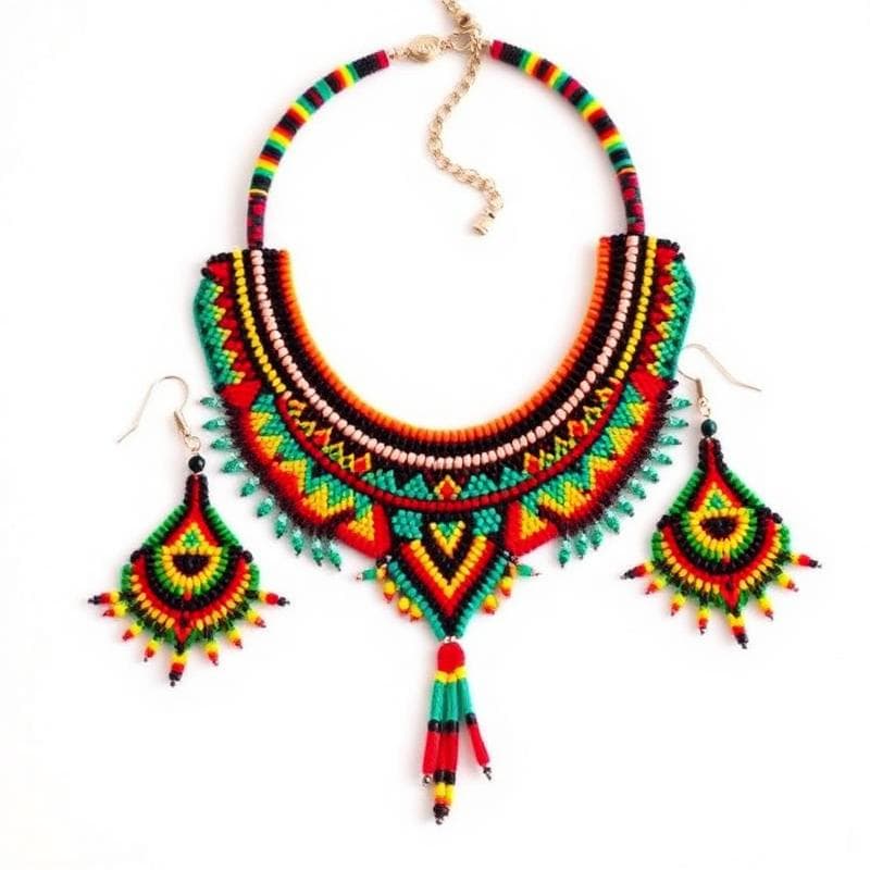 Maasai Beaded Necklace & Earrings Set