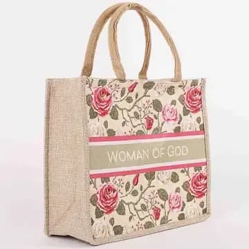 Woman of God Floral Canvas Tote Bag